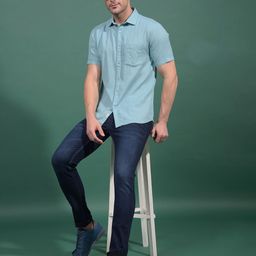 Crimsoune Club Men Classic Fit Textured Spread Collar Cotton Casual Shirt-image-63
