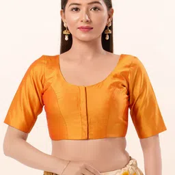 VAMAS - THE DESIGNER BLOUSES Women Round Neck Padded Saree Blouse-image-55