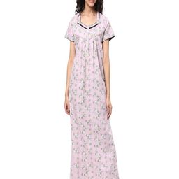 KOVIRA Women Pure Cotton Floral Printed Maxi Nightdress-image-41