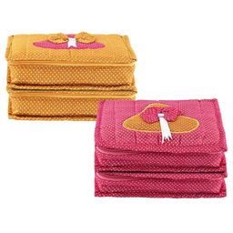 Kuber Industries Pink 4 Pieces Polka Dot Printed Jewellery Organiser-31