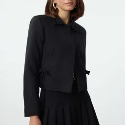 Trendyol Women Spread Collar Solid Casual Tailored Jacket-picture-15