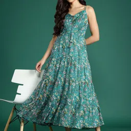 Deewa Floral Print Fit & Flare Maxi Dress-picture-42