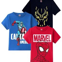 Marvel by Miss and Chief Boys 3 Captain America Printed Extended Sleeves Bio Finish Applique T-shirt-image-11