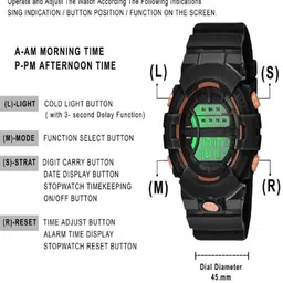 Hala Men Solid Round Tang Regular Digital Watch-HL76-G image 3