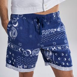 Terra Luna Men Printed Linen Shorts-image-18
