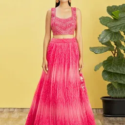 DIVASTRI Embroidered Sequinned Semi-Stitched Lehenga & Unstitched Blouse With Dupatta-picture-6