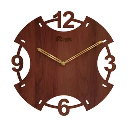 12 fox Coffee Brown Wooden Analogue Wall Clock-image-86