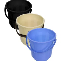 Kuber Industries Black & Blue 3 piece Solid Plastic Bath Accessories Set-54