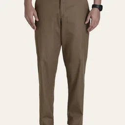 PERCH Men Relaxed Straight Leg Brown Solid Linen Trouser-picture-25