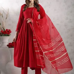 Anni Designer Women Solid Anarkali Kurta Set With Dupatta-57