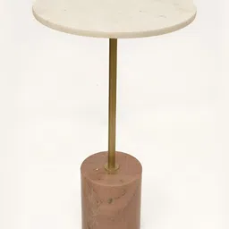 Little Extra White & Brown Round Marble Top Coffee Table-43
