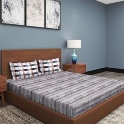 ROMEE Grey Geometric Printed 210 TC Cotton Double King Bedsheet with 2 Pillow Covers-33