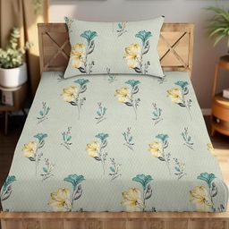 IVAZA Lime Green Floral 350 Pure Cotton Single-image-92