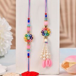 Sangria Bhaiya Bhabhi Rakhi With Tilak Greeting Card & Fridge Magnet-image-15