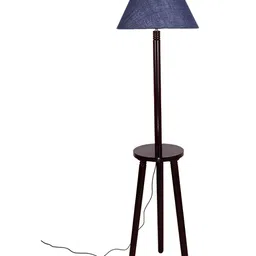 Devansh Brown & Blue Wooden Floor Lamp-image-97