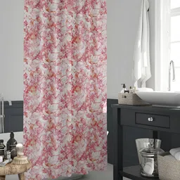 ArtzFolio White & Peach Printed Waterproof Shower Curtain-image-81