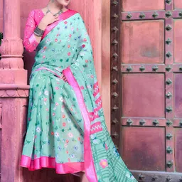 Sidhidata Floral Block Print Saree image 5