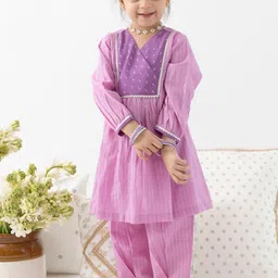 Tiber Taber Girls Striped A-Line Kurti with Salwar-picture-42