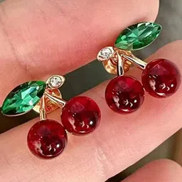 BEYTER Sterling Silver Artificial Stones Studded Cherry Shaped Studs-picture-34