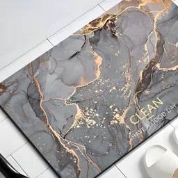 UMAI Grey & Golden Anti-Skid 210 GSM Bath Rug-image-55