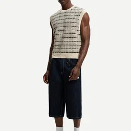 Bershka Men Pure Cotton Striped Waistcoat-picture-13