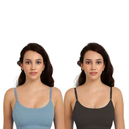 Women Cotton Blue,Black Non Padded Non-Wired Lingerie Bra Sport wear Gym Crop Tank Top-picture-14