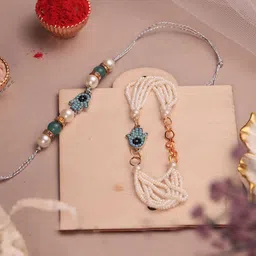 Art Street Stones Studded And Beaded Bhaiya Bhabhi Rakhi Gift Set-picture-10