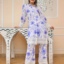 Bunaai Evelyn Elegance Floral Printed Pure Cotton Tunic With Palazzos Co-Ords-picture-36