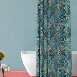 ArtzFolio Blue & White Floral Printed Waterproof Shower Curtain-image-54