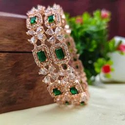 Anouk Set Of 2 Rose Gold-Plated American Diamond Studded Bangles image 2