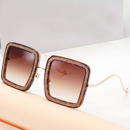 Secret Lives Unisex Square Sunglasses with UV Protected Lens Golden leg golden glitter-image-19