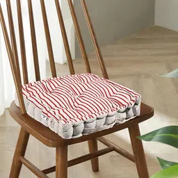 Kuber Industries Maroon & Grey 6 Pieces Checked Cotton Chair Pads-12