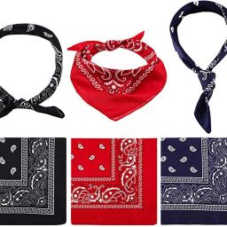 Bismaadh Paisley Print Cotton Bandana Fashion Soft Stretch Head Wrap Headband Hair Band for Men & Women ["Black","Red","Royal Blue"] Handkerchief-image-36