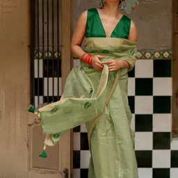 Subham Floral Embroidered Organza Saree-image-5