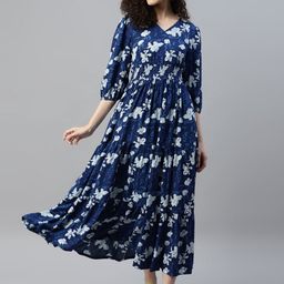 Femvy Print Crepe Fit & Flare Maxi Dress-image-20