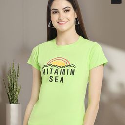 Dreambe Women Pack of 2 Typography Printed Round Neck Cotton T-shirts-image-68