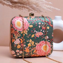 ARTKLIM Floral Printed Shoulder Strap Box Clutch-image-68