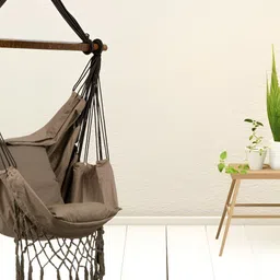 Swingzy Brown Hanging Hammock Swing With Cushion-28