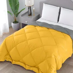 CHICERY Yellow & Grey Microfiber AC Room Double Bed Comforter-51