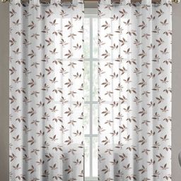 Aura White & Brown 2 Pieces Floral Door Curtains-picture-17