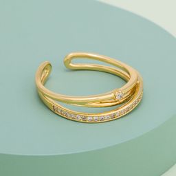 Kushal's Fashion Jewellery Gold-Plated Zircon Studded AdjustableRing-image-61