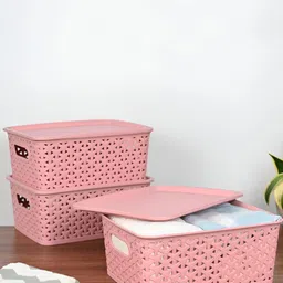 eha Pink 3 Pieces Water Resistant Baskets-6