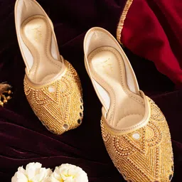 JM Looks Women Zardosi Beads Work Embellished Ethnic Mojaris-29