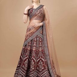 SAPTRANGI Embellished Beads And Stones Ready To Wear Lehenga & Blouse With Dupatta-image-76