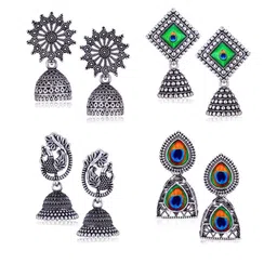 Sangria Silver-Plated Alloy Jhumkas-23