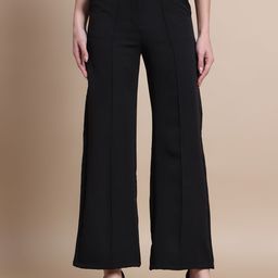 Clevion Women Relaxed Loose Fit High-Rise Easy Wash Trousers-image-48