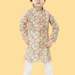 VISHESTA Multicoloured Cotton Blend Kurta & Pyjamas-image-99