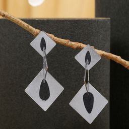 Stoln Solver-Plated Diamond Shaped Drop Earrings-image-30