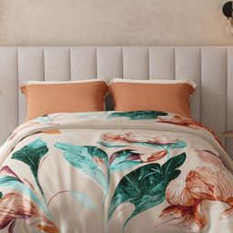 Boutique Living India Beige & Green Floral Mink AC Room Double Bed Blanket-image-84