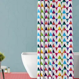 ArtzFolio White & green Geometric Printed Waterproof Shower Curtain-image-88